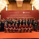 Group photo with Juneyao staff in uniform